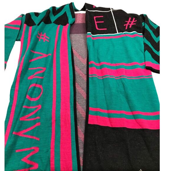 Anonyme Multi Color Long Open Front Wool Blend Cardigan Sweater Made in Italy - Picture 3 of 10